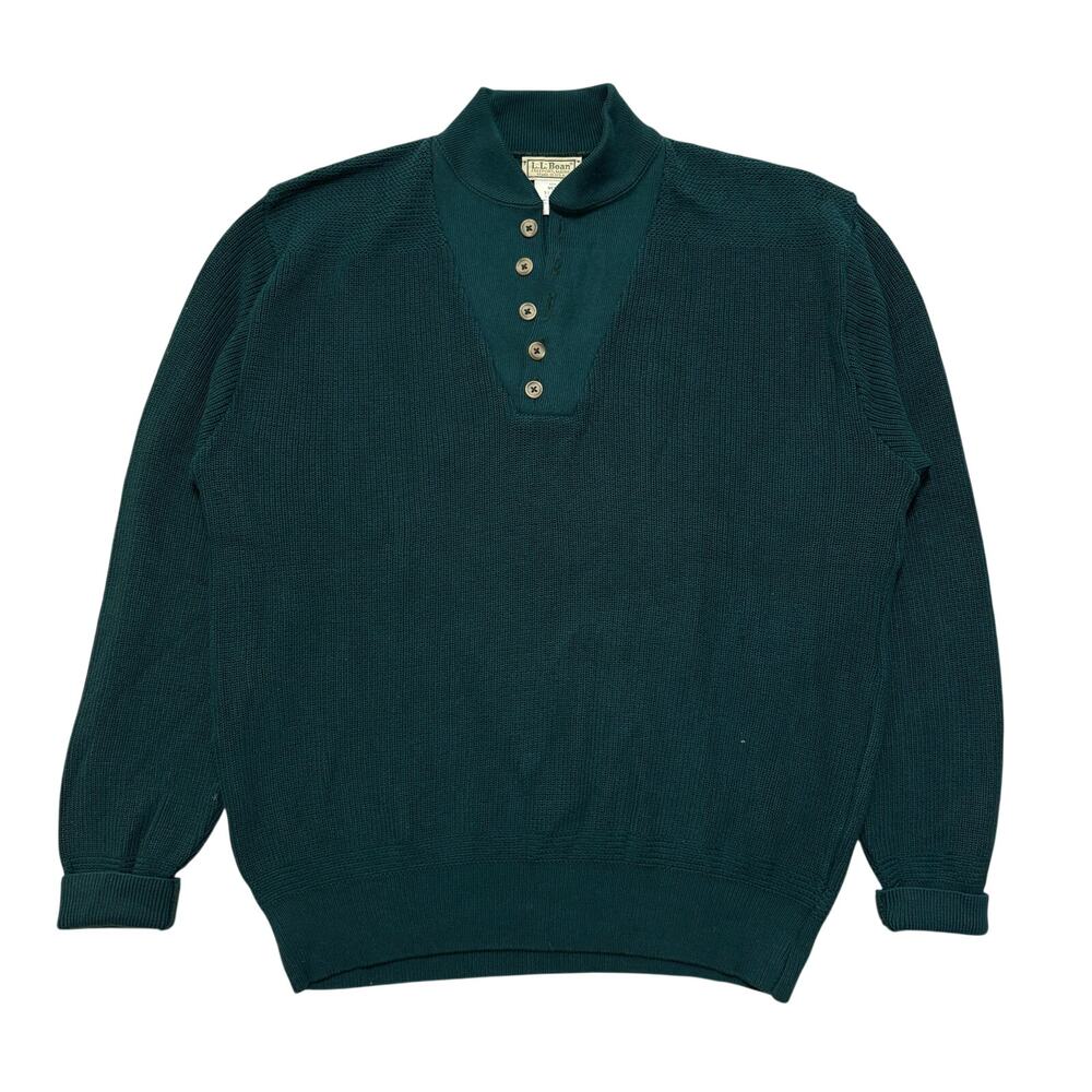 VTG 90's LL Bean Knit Pullover Sweater Grandpa Core Silent Money Green Men's XL